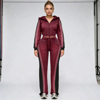 Ensemble de survêtement Y2K personnalisé pour femme 2026 – Sweat à capuche zippé et pantalon évasé – Tenue décontractée deux pièces ajustée pour l'automne