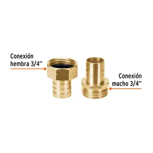 BOX 6 Connettori per Tubi Maschio e Femmina in Ottone Massiccio da 3/4 di Pollice - Product Image 1