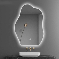 Miroir triangle irrégulier anti-buée avec loupe Miroir de salle de bain LED respectueux de l'environnement pour l'éclairage