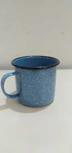 Taza de camping esmaltada vintage con diseño de manchas, estilo esmaltado, taza de café de gres, regalo personalizado con logotipo. - Product Image 3