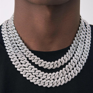 Cuban Chain Necklace 14mm Double Row Full Zircon Micro Set Hip Hop Men's Fashion Jewelry Geometric Design Gift - Product Image 2