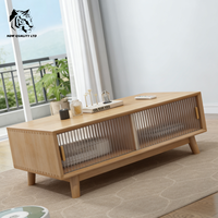 Table basse en bois et verre au design unique pour salon, fabrication chinoise, faible coût, OEM, ODM, stock important, livraison directe.
