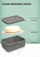 Boîte à Savon en Silicone Anti-Fuite Personnalisée, Support Portable Antidérapant et Souple avec Tapis de Drainage et Couvercle pour Voyage, Salle de Sport, Camping