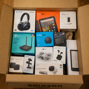 Boîte mystère personnalisée d'électronique <span class=keywords><strong>Amazon</strong></span>, 10 kg, pour la revente sur Alibaba, eBay, TikTok Shop, avec téléphone, écouteurs, montre - Product Image 1