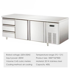 Banco DE TRABAJO refrigerado comercial XEOLEO, banco de trabajo <span class=keywords><strong>congelador</strong></span> de 0 ~ 12 grados, 3 cajones, 2 puertas, cajón/puerta, banco de trabajo de refrigeración híbrido - Product Image 2
