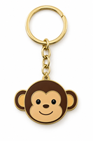 Porte-clés personnalisé en alliage de zinc avec breloque visage de singe mignon, logo personnalisé, vente en gros directe d'usine, cadeau, fabricant OEM ODM