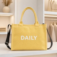 Sac fourre-tout élégant en toile jaune royal, sac à main structuré multifonctionnel, sac bandoulière durable pour les courses quotidiennes