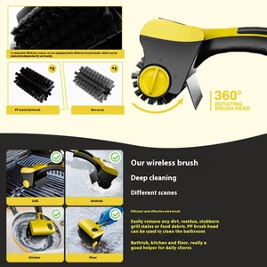 แปรงทำความสะอาดไฟฟ้าไร้สายอเนกประสงค์ขายดี พร้อมหัวเปลี่ยนได้ สำหรับทำความสะอาดกระเบื้องครัว อุปกรณ์อัจฉริยะสำหรับครัวเรือน - Product Image 4
