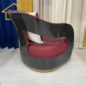 Poltrona Relax di Design Europeo di Alta Gamma, Sedia <span class=keywords><strong>in</strong></span> Vera Pelle Rossa per Soggiorno, Poltrona Lounge con Finiture <span class=keywords><strong>in</strong></span> Legno OEM - Product Image 4