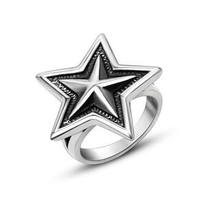 Punk <b>Titanium</b> Steel Star <b>Ring</b> SA963 Unisex Fashion Jewelry Gift - Product Image 5