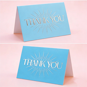Carte de remerciement rose pour petites entreprises, couverture rigide, logo personnalisé, impression numérique, pelliculage, reliure parfaite, carton ondulé - Product Image 2