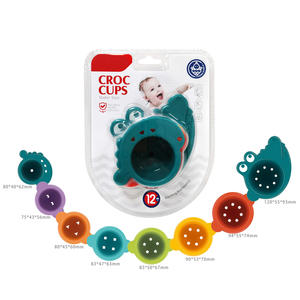 Juguetes de Baño para Bebés, Vasos Apilables con Forma de Cocodrilo, Juego de Apilamiento para Niños, Juguete Educativo Temprano - Product Image 1