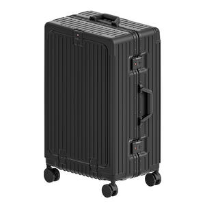 Valise à roulettes Yongsheng en aluminium 20 pouces avec porte-gobelet, roues universelles, fermeture éclair, noir brillant - Product Image 2