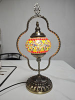 Lampe de table bohème en mosaïque de verre coloré fait main à 6 globes, style turc marocain