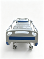 Lit d'hôpital manuel à 3 fonctions E-BC006, surface de lit en acier au carbone froid, barrière latérale pliable en aluminium, lit pour patient
