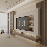 Meuble TV en bois moderne et minimaliste sur mesure pour salon avec design mural intégré