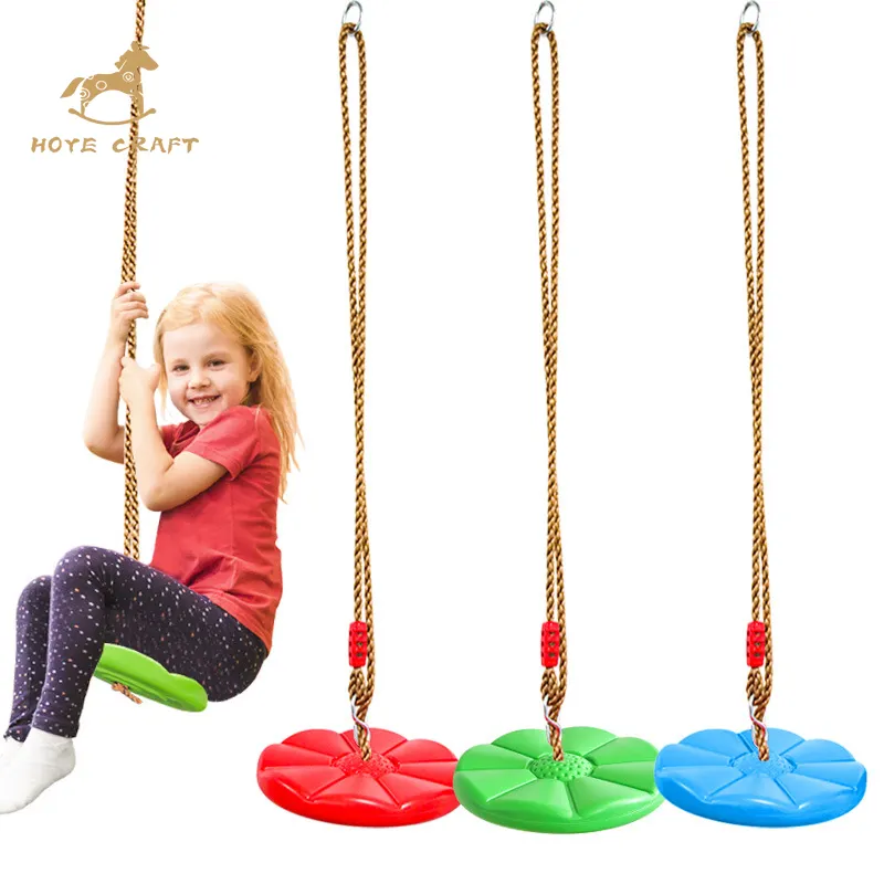 뒤뜰 아이들 재미있는 다채로운 스윙 플라스틱 라운드 디스크 로프 스윙 야외 놀이 장난감