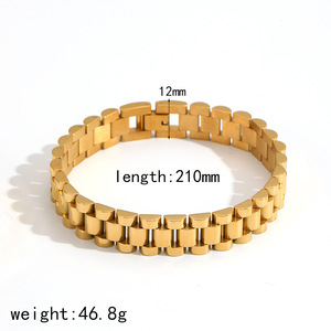 Men's Titanium Steel <b>Bracelet</b> Gold Silver Two Tone Geometric Link <b>Bangle</b> Fashion Jewelry TB5109 - Product Image 4