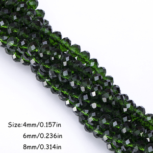 4mm 6mm 8mm 론델 유리 구슬 녹색 원색 컬러 각진 원형 구슬 쥬얼리 제작 DIY 공예용 - Product Image 4