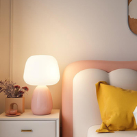 Mini lampe de table champignon avec base en céramique Pe Shade Dimmable Change Color Led Bedside Lamp for Living Room Bedroom Office