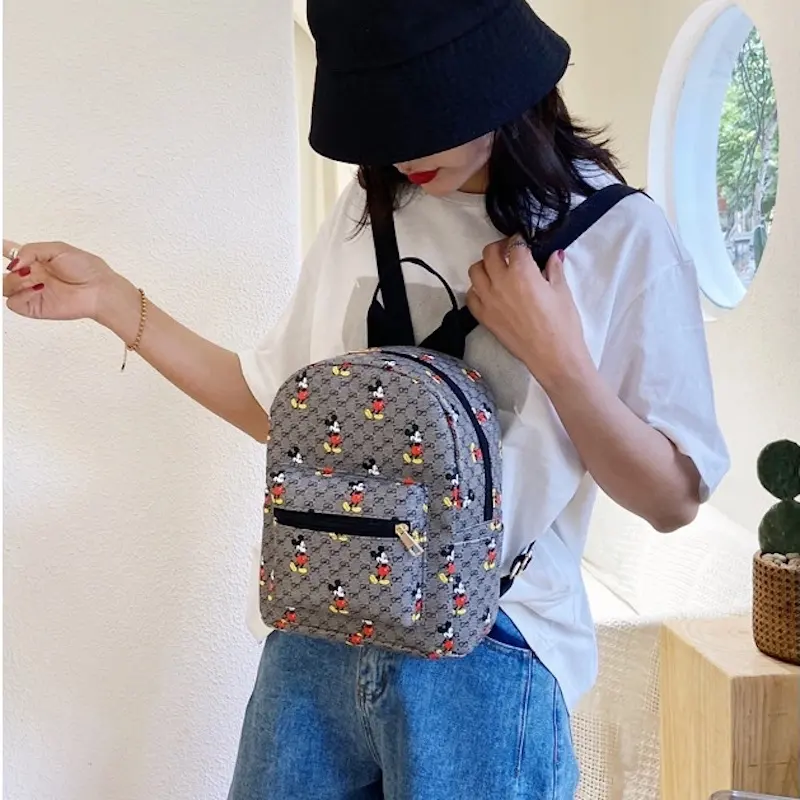 New Mickey wallet women's cartoon backpack single shoulder handbag leather Straddle bag