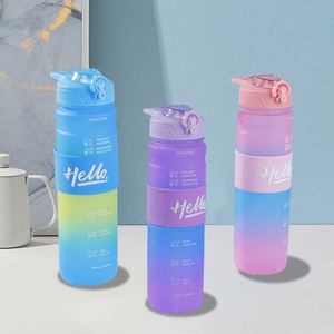 Vaso de agua de plástico personalizado de 1000 ml con correa para el hombro, color degradado, para beber directamente, ideal para deportes al aire libre y estudiantes. - Product Image 2