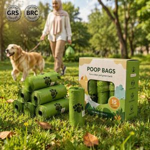 100% Biodegradable <b>Compostable</b> Reusable Portable Cartoon Pet Dog Waste Poop Garbage Bag Rolls - Product Image 1