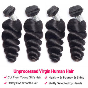 批发柬埔寨原生发层整齐的人发供应商秘鲁发松散波浪束，原生巴西人发束 - Product Image 3