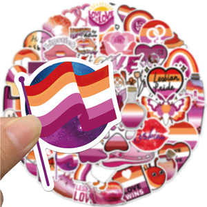 50 autocollants imperméables pour filles lesbiennes, dessin animé violet ZY1591C, pour décorer un carnet, une planche à roulettes, un vélo, des autocollants pour adolescents et enfants - Product Image 2