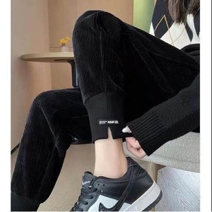 Women's Corduroy Jogger Sweatpants Thickened Fleece <b>Lined</b> Casual <b>Pants</b> Apricot Black Micro Elastic Breathable CX 915 - Product Image 2