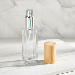 Flacon <span class=keywords><strong>de</strong></span> <span class=keywords><strong>parfum</strong></span> en verre cylindrique transparent avec bouchon en aluminium <span class=keywords><strong>argent</strong></span>é et en <span class=keywords><strong>bois</strong></span> <span class=keywords><strong>de</strong></span> hêtre et <span class=keywords><strong>de</strong></span> noyer, idéal pour les voyages – Offre spéciale - Product Image 6