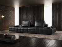Canapé modulaire inclinable en cuir véritable, style italien moderne et minimaliste, avec surpiqûres noires, combinaison libre pour salon