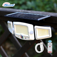 Projecteur solaire LED à 3 têtes Solarup, étanche IP65, pour jardin, mur, alimenté par batterie rechargeable, avec détecteur de mouvement