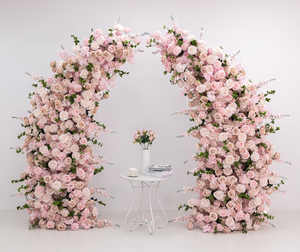 O-FA085 Arche de fleurs décorative pour <span class=keywords><strong>mariage</strong></span>, fleurs en soie <span class=keywords><strong>bordeaux</strong></span>, arrangement floral artificiel pour arche - Product Image 4