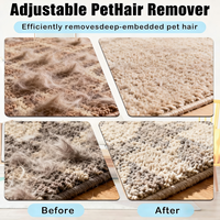 Kit de 3 en 1 en acier inoxydable pour enlever les poils d'animaux sur les tapis, avec brosse grattoir à long manche réglable et réutilisable pour chiens et chats