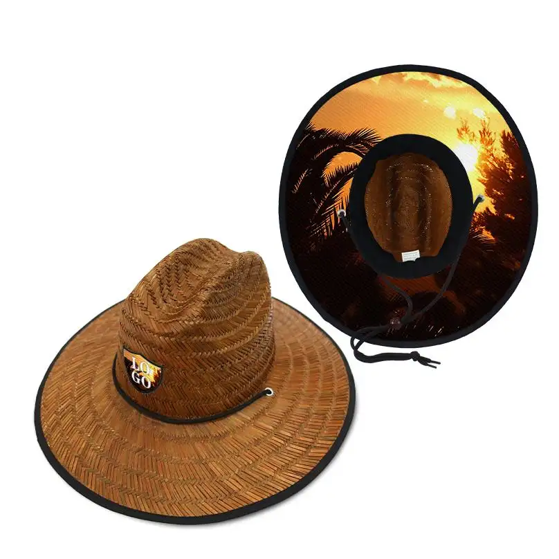 Sommermützen für Damen sombrero para el sol marineros Mode Werbeartikel niedriger Preis bedruckte schwarze und strohhalme Scheck-Hufmütze
