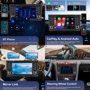 Podofo 7 "4 + 64G 2 DIN Android xe Stereo được xây dựng trong GPS USB không dây Carplay/Android tự động Wifi/EQ âm thanh xe hơi cho Audi A6 C5/S6/RS6 - Product Image 3