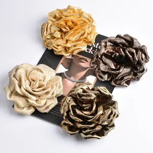 Handmade Fashionable Colorful Glittering Sequin Fabric Flower Brooch For Women