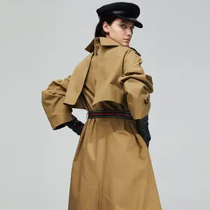 <span class=keywords><strong>Donna</strong></span> Outwear primavera nuovo stile 100% cotone saia classico doppio petto lungo <span class=keywords><strong>Trench</strong></span> con cintura in pelle - Product Image 6