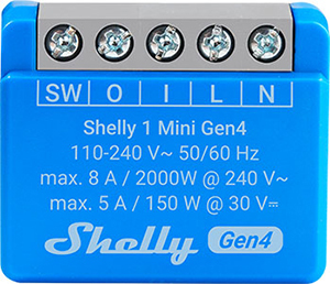 Shelly 1 Mini Gen4 Matter MQTT สมาร์ทโฮม Zigbee WiFi ระบบควบคุมประตูโรงรถ<span class=keywords><strong>อัจฉริยะ</strong></span> รองรับ Alexa, Google <span class=keywords><strong>Home</strong></span> และ HomeKit - Product Image 2