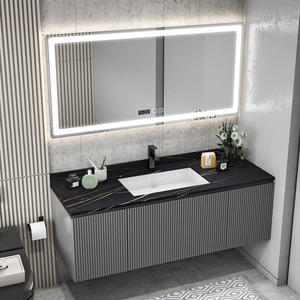 Évier mural de petite taille en céramique, vasque pour salle de bain, en or et noir, simple pierre de tampon, de salle de bain, 70CM/80CM/90CM, 1 pièce - Product Image 5