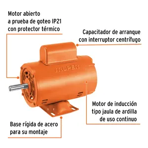 Motore elettrico monofase Truper 1/2 HP motori categoria prodotto a bassa velocità - Product Image 2