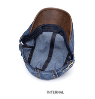 Topi Denim Katun Kasual Pantai Musim Panas Unisex Model Ivy Klasik untuk Pria Wanita