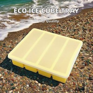 Bac à glaçons en silicone de qualité alimentaire, grandes cavités, écologique, moule pour glaçons secs, sûr, jaune et noir, pour la fabrication de crème glacée - Product Image 2