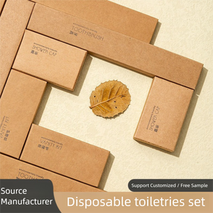 Bộ rửa dùng một lần tùy chỉnh cho các khách sạn năm sao và B & BS được đóng gói trong giấy Kraft, bao gồm xà phòng và bàn chải đánh răng - Product Image 2