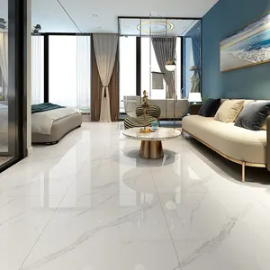 White Glossy Full-Body Marble Floor 750x1500mm Premium Big Size Polished Glazed Metallic Porcelain Ceramic Tiles For Living Room