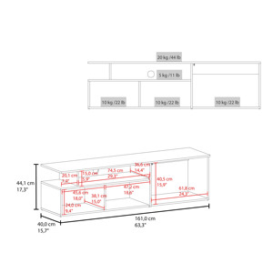 Selma Floating 63 In Wide <b>Tv</b> <b>Stand</b> With Two Cabinets Six Shelves Cable Management Entertainment Center For Living Room Wall - Product Image 3