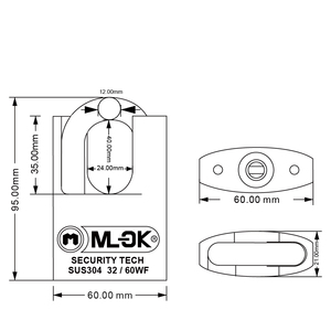 MOK 40-60mm in acciaio inox 304 anti ladro di alta lucchetti di sicurezza per cabinet - Product Image 6