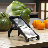 LOVFE Mandoline de cuisine durable en acier inoxydable, outil pour légumes et fruits, avec lame réglable antidérapante