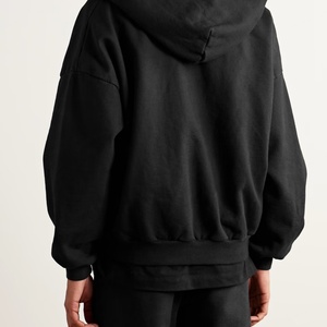 Custom Designer <b>Hoodies</b> Men <b>Zip</b> <b>up</b> Fleece <b>Black</b> Hoodie 100% Cotton Boxy Streetwear Appliqued Embroidery Logo Loungewear - Product Image 3